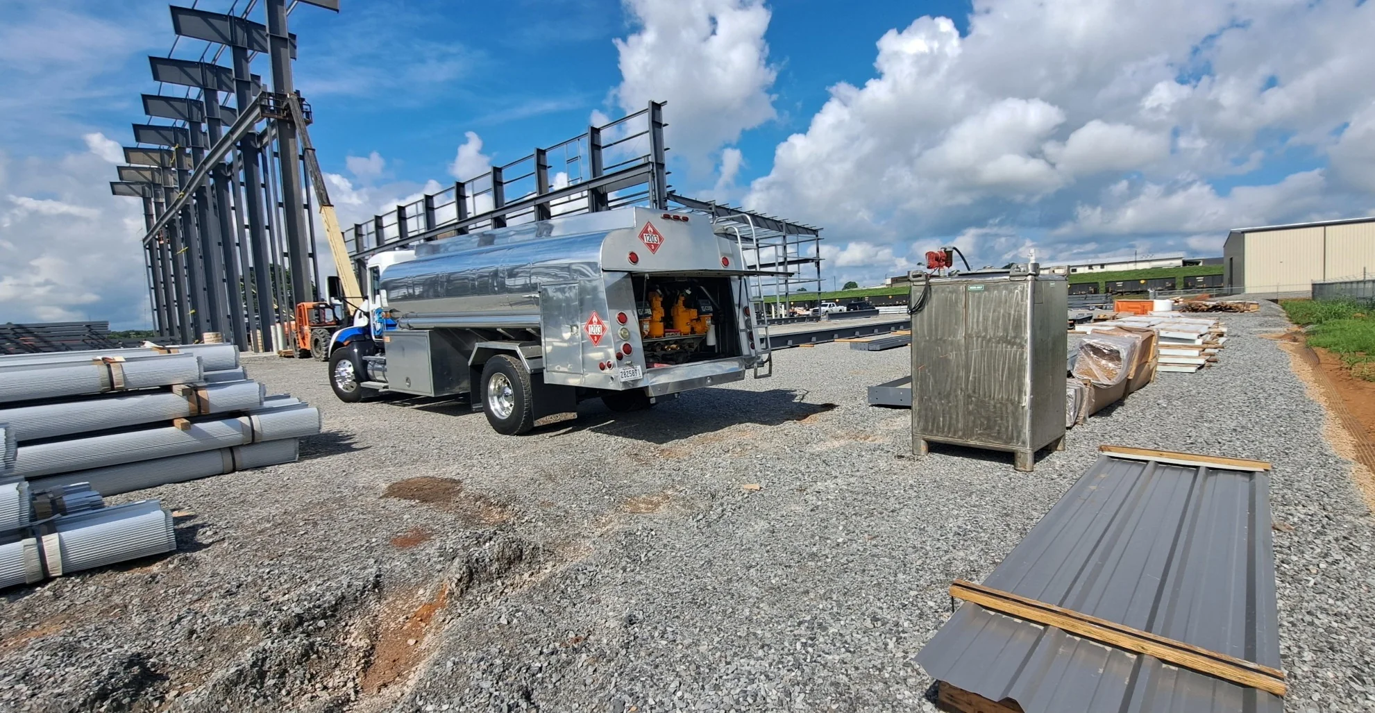 Gas 2 You tanker at a construction site