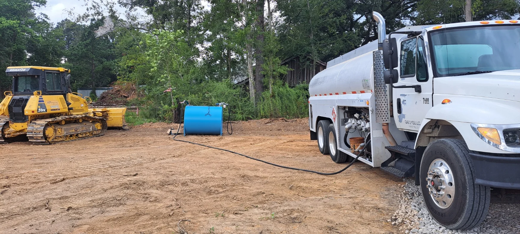 Gas 2 You tanker servicing an on-site fuel tank